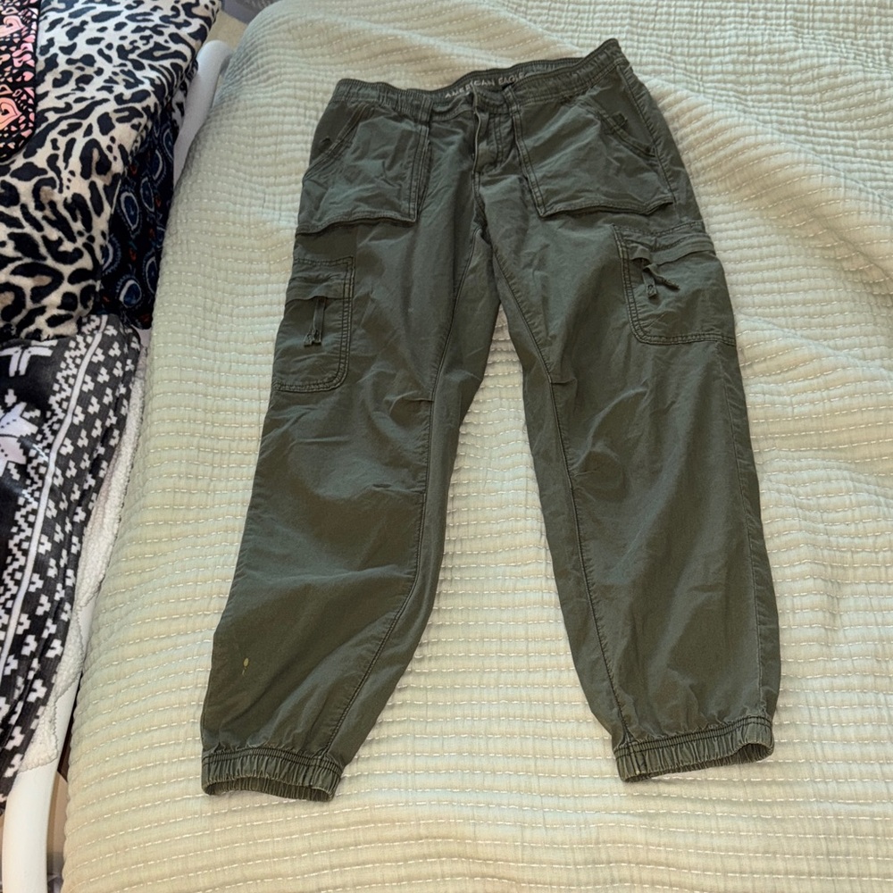 American Eagle Green Cargo Joggers
